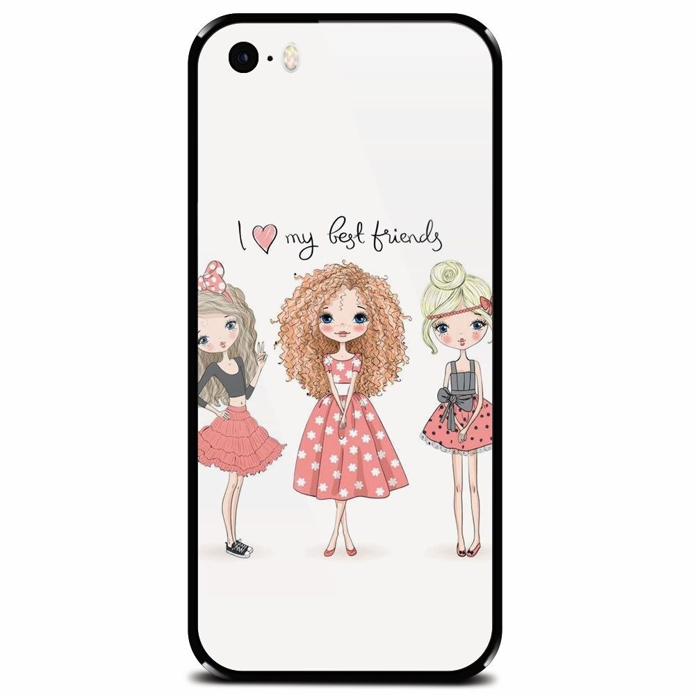 Husa din sticla securizata pentru Apple iPhone 5, I Love My Best Friends