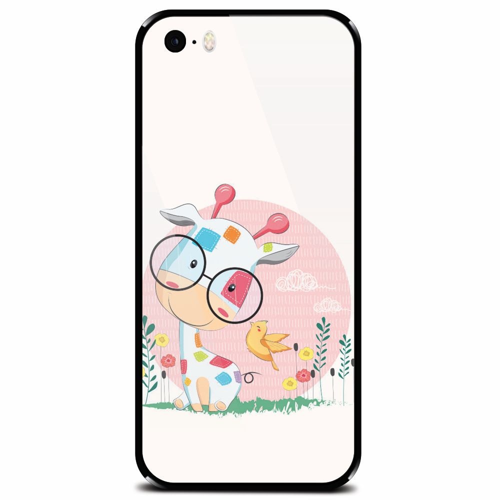 Husa din sticla securizata pentru Apple iPhone 5, Baby Giraffe