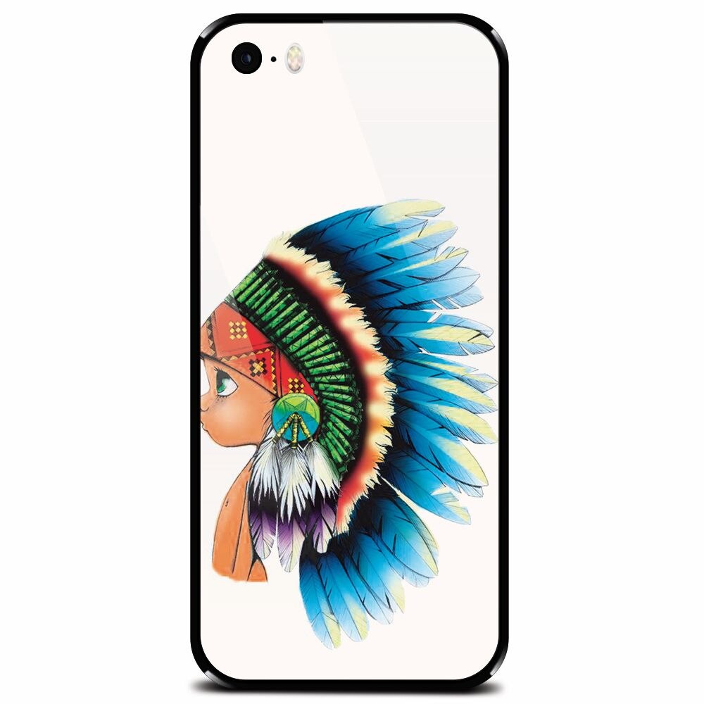 Husa din sticla securizata pentru Apple iPhone 5, Indian Boy