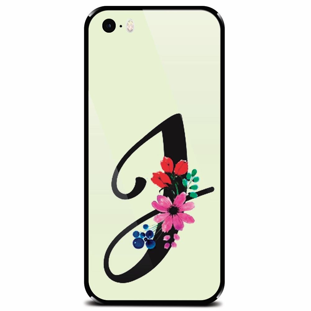 Husa din sticla securizata pentru Apple iPhone 5, Litera J