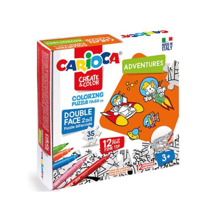 Carioca 1430450 Kalandok színezhető kétoldalú puzzle 12db filctollal - Carioca