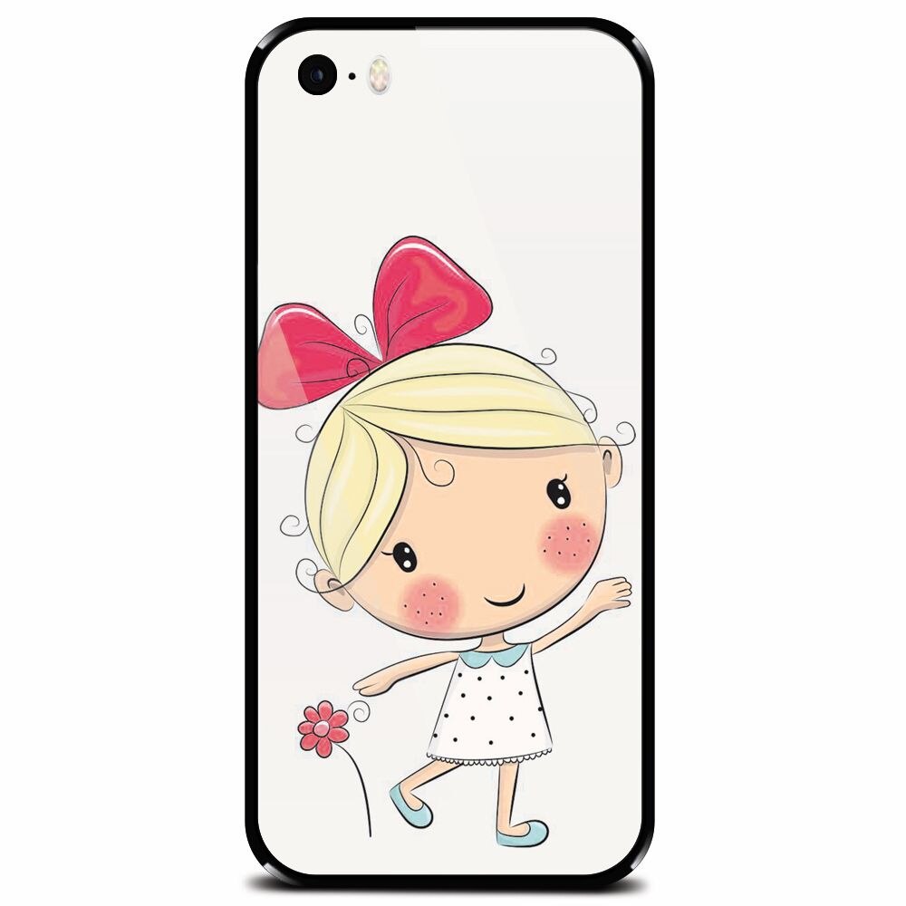 Husa din sticla securizata pentru Apple iPhone 5, Fetita