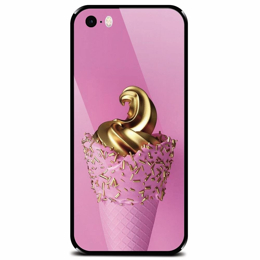 Husa din sticla securizata pentru Apple iPhone 5, Icecream Gold