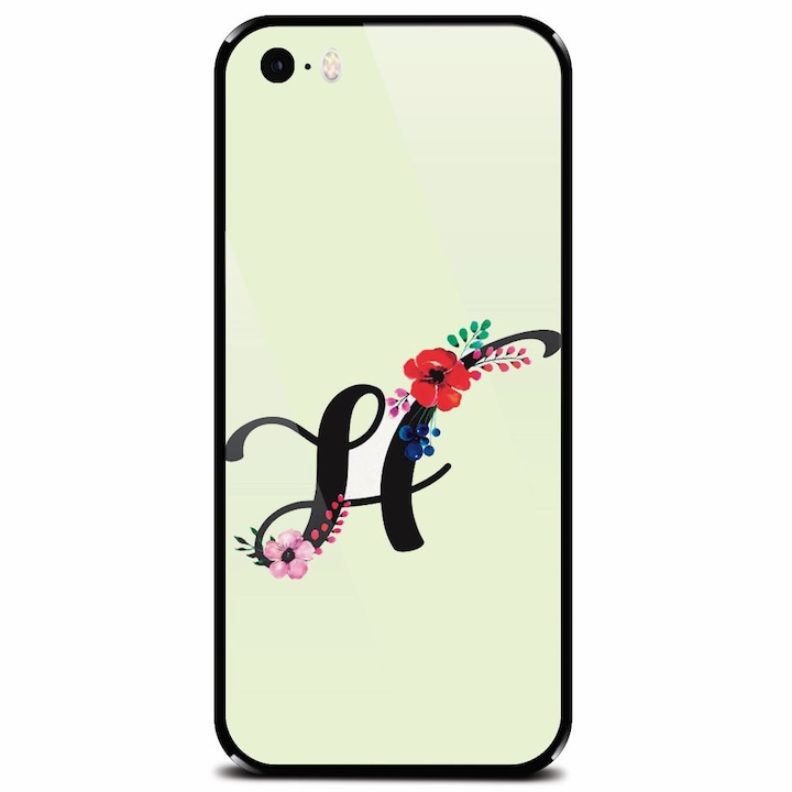 Edzett üvegtok Apple iPhone 5 telefonhoz, H betű