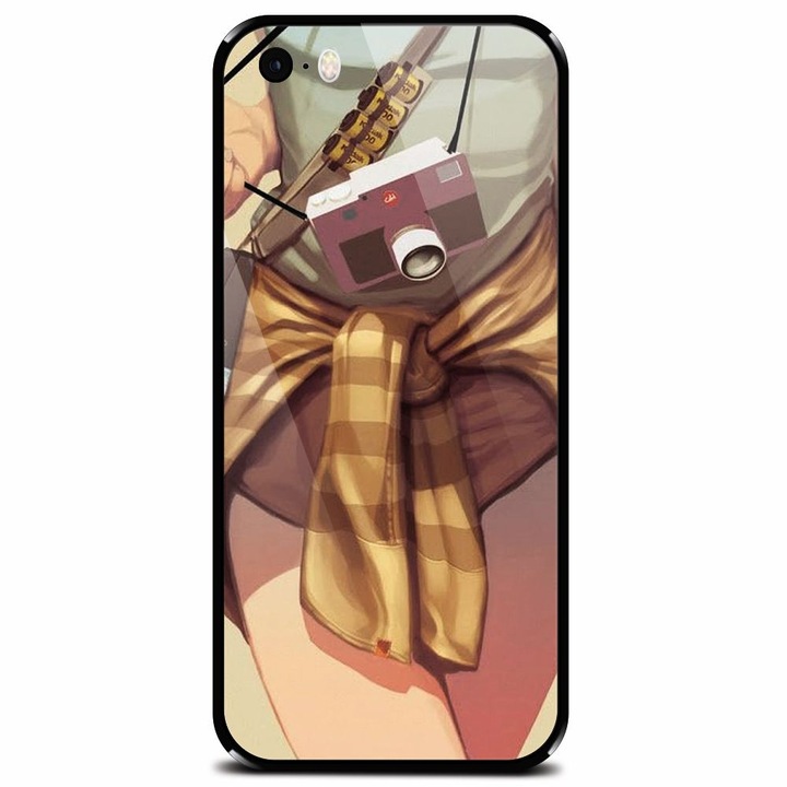 Edzett üvegtok Apple iPhone 5, Photograph Girl telefonhoz