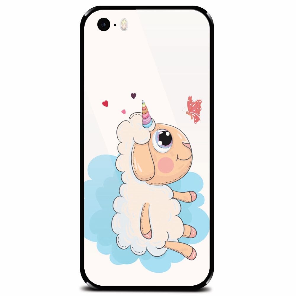 Husa din sticla securizata pentru Apple iPhone 5, Sheep Star