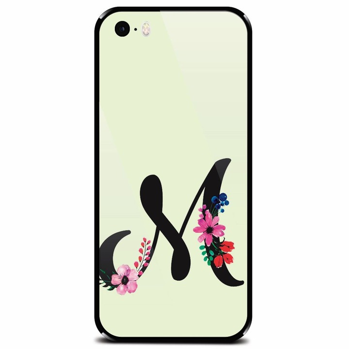 Edzett üvegtok Apple iPhone 5-höz, M betű