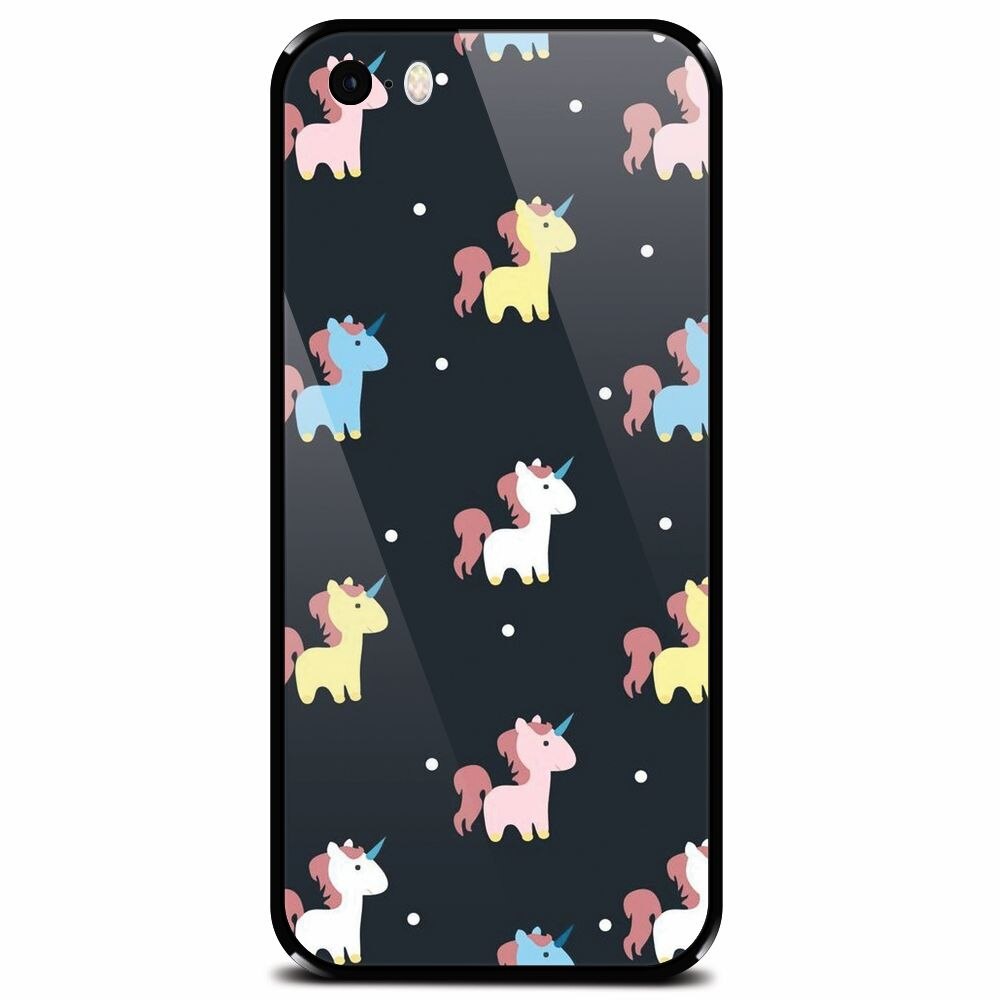 Husa din sticla securizata pentru Apple iPhone 5, Unicorns