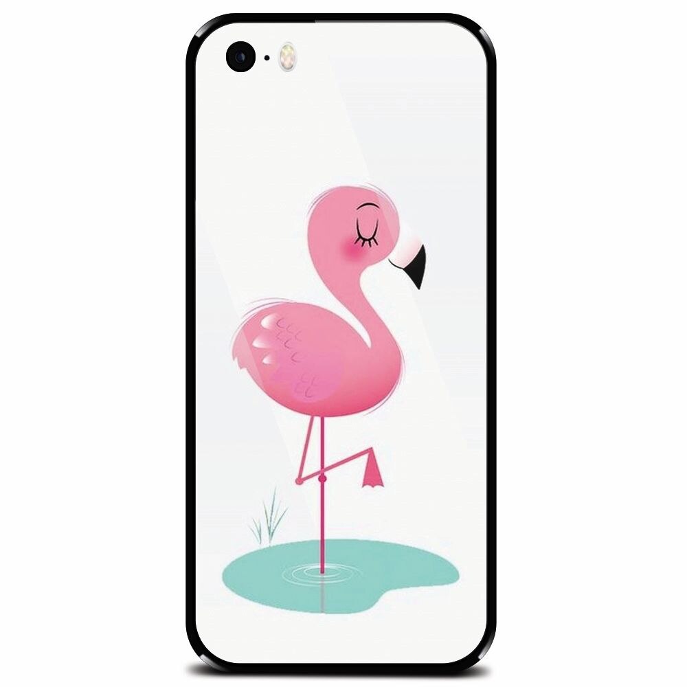 Husa din sticla securizata pentru Apple iPhone 5, Flamingo Pink