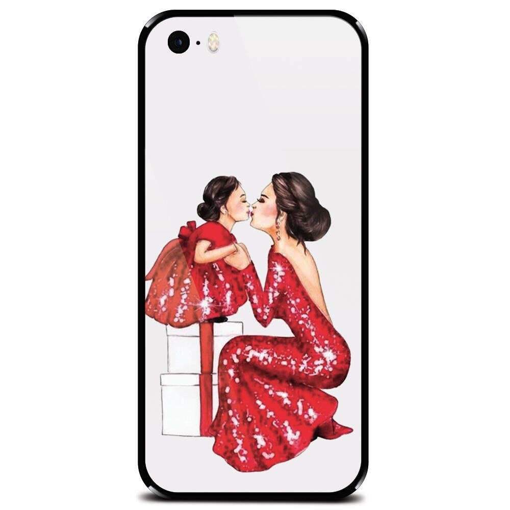 Husa din sticla securizata pentru Apple iPhone 5, Double Red Dress