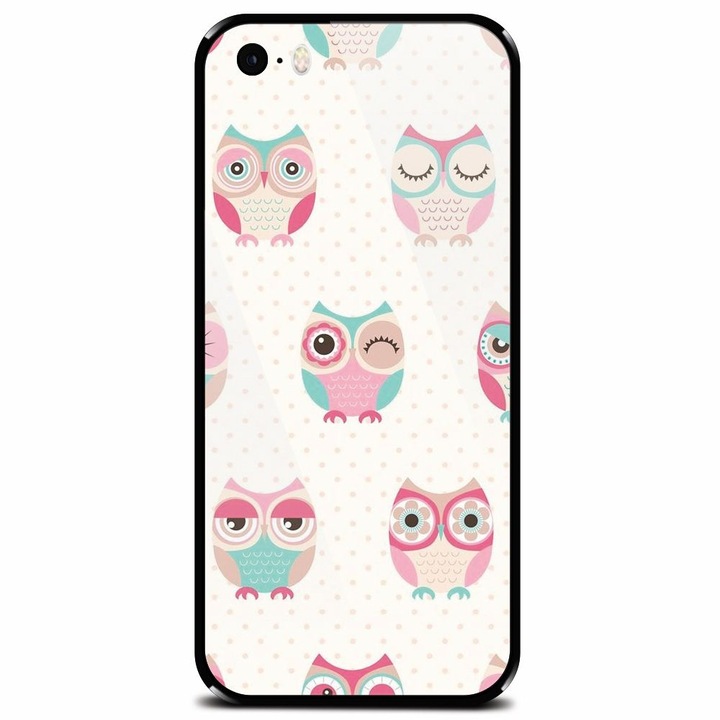 Edzett üvegtok Apple iPhone 5-höz, Bagoly mintás