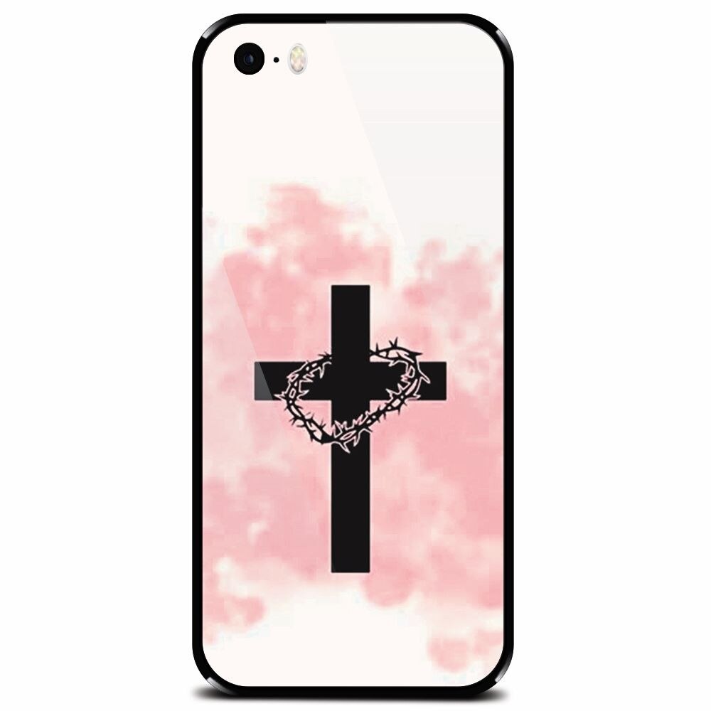 Husa din sticla securizata pentru Apple iPhone 5, Cross