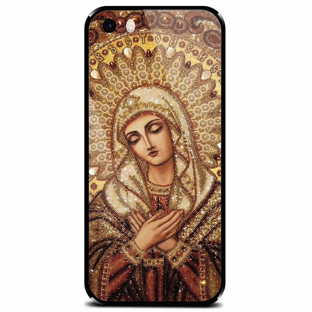 Husa din sticla securizata pentru Apple iPhone 5, Maica Domnului