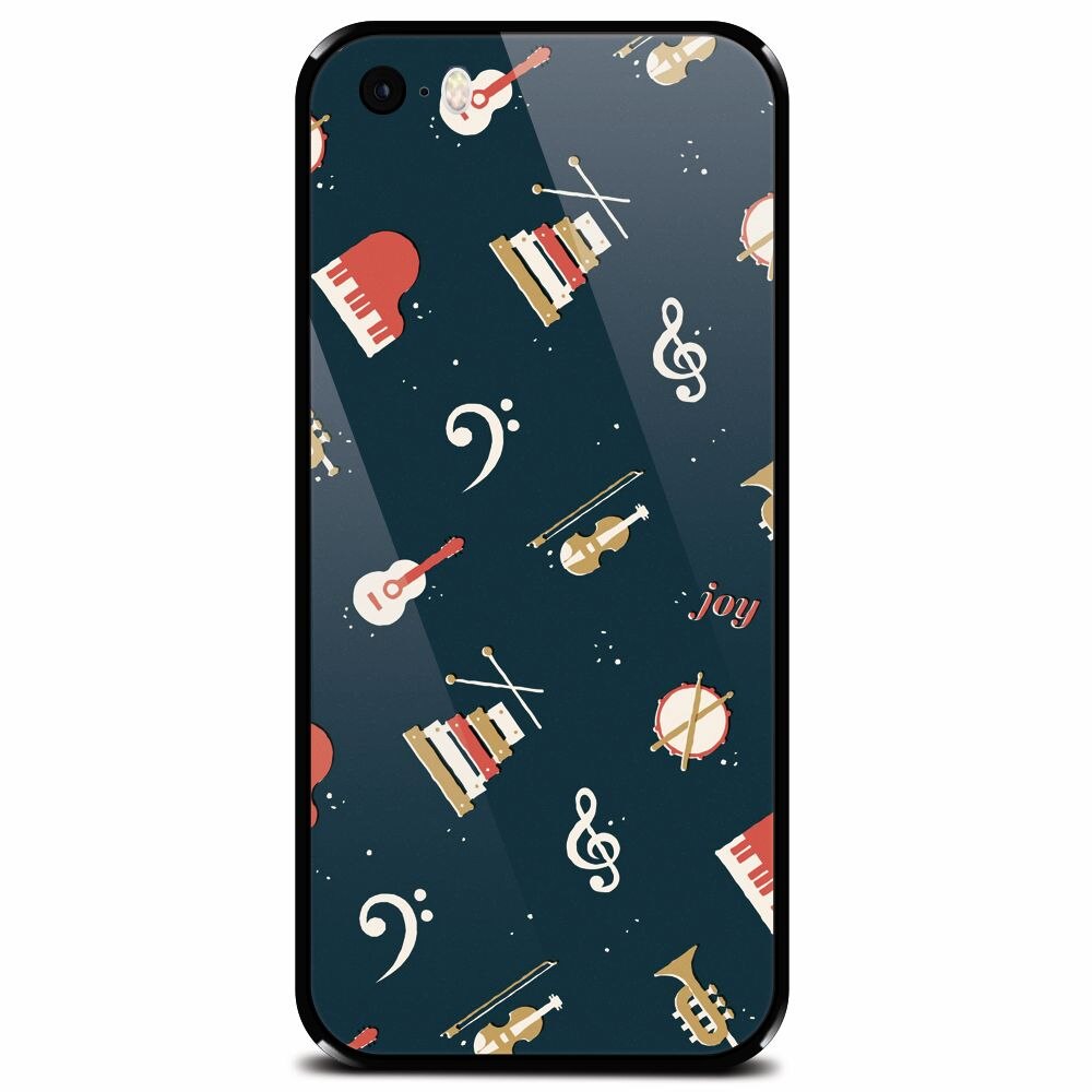 Husa din sticla securizata pentru Apple iPhone 5, Music Joy