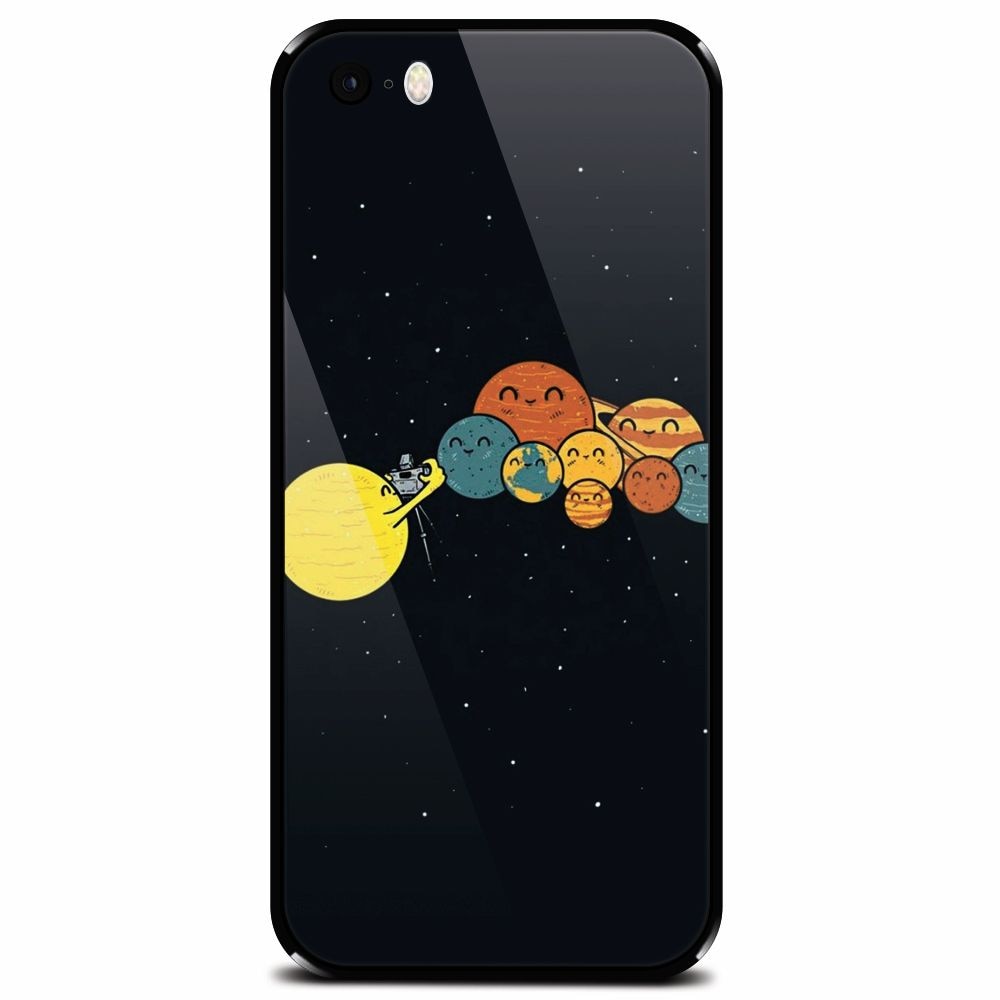 Husa din sticla securizata pentru Apple iPhone 5, Selfie Planet