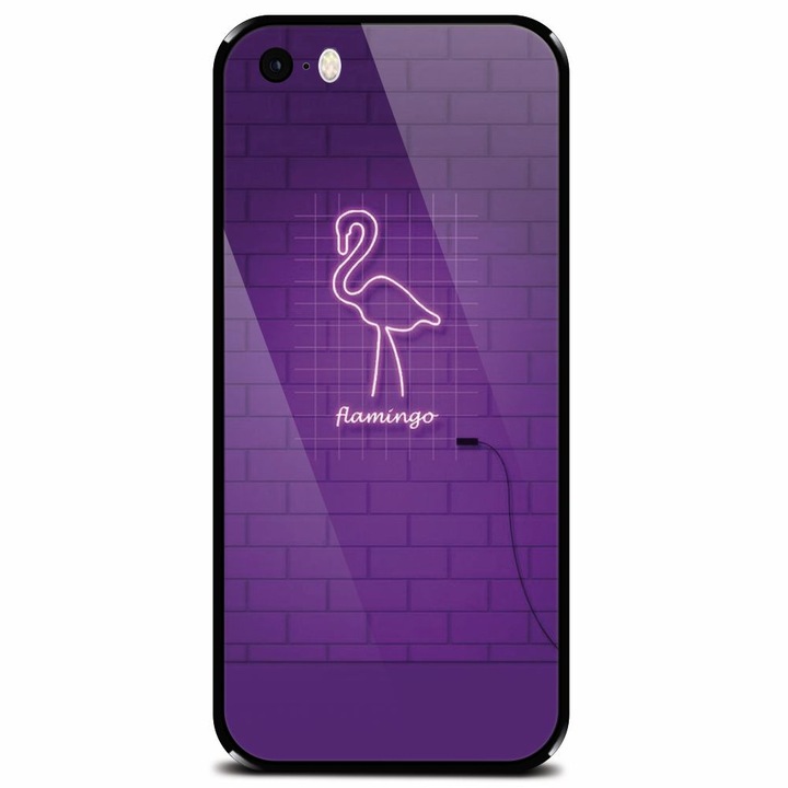 Edzett üvegtok Apple iPhone 5, Light Flamingo telefonhoz