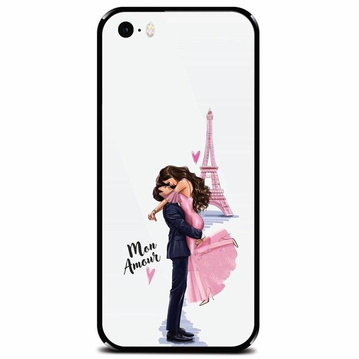 Edzett üvegtok Apple iPhone 5, Paris Love Mon Amour telefonhoz