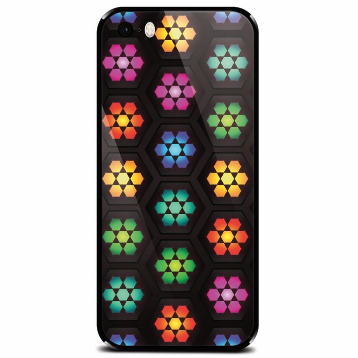 Edzett üvegtok Apple iPhone 5 telefonhoz, Kaleidoscope Mosaic Patterns