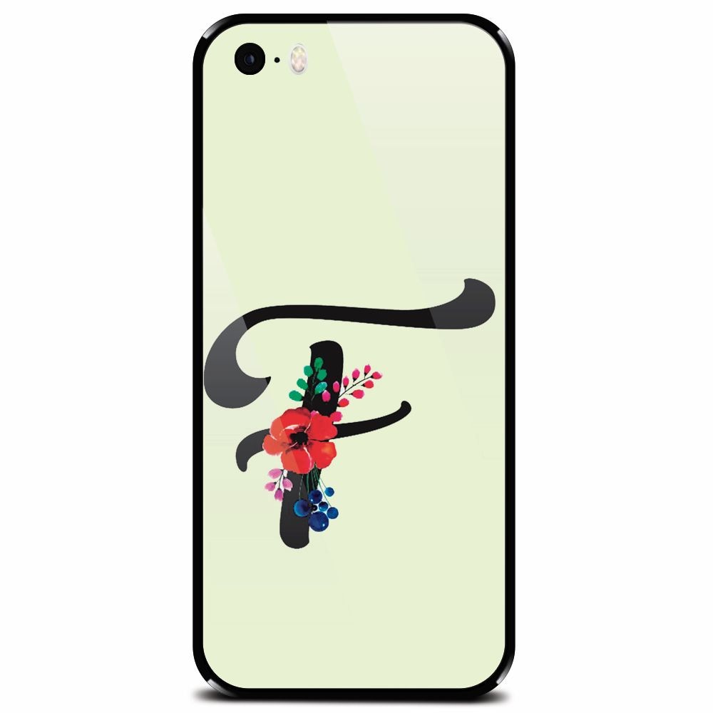 Husa din sticla securizata pentru Apple iPhone 5, Litera F