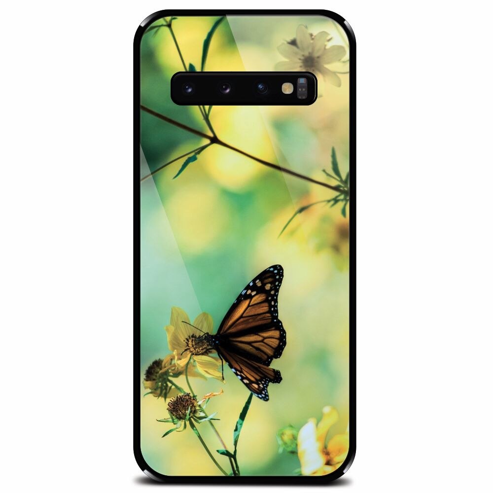Husa din sticla securizata pentru Samsung Galaxy S10, Butterfly