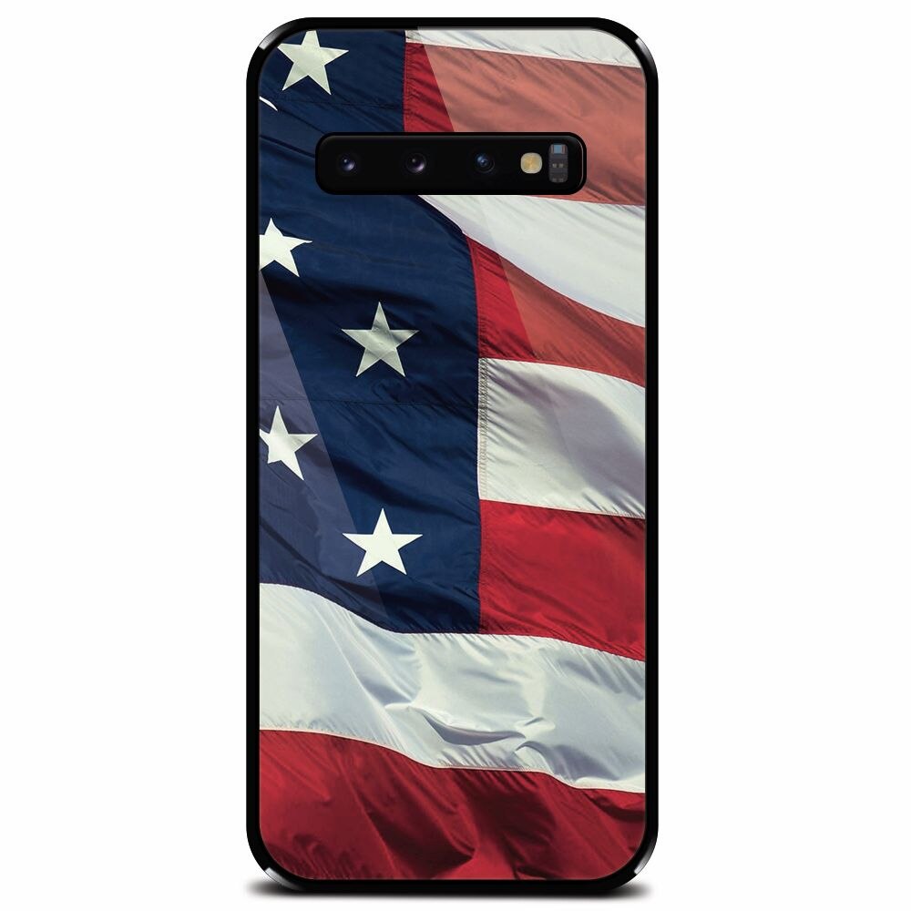 Husa din sticla securizata pentru Samsung Galaxy S10 Plus, American Flag Illustration