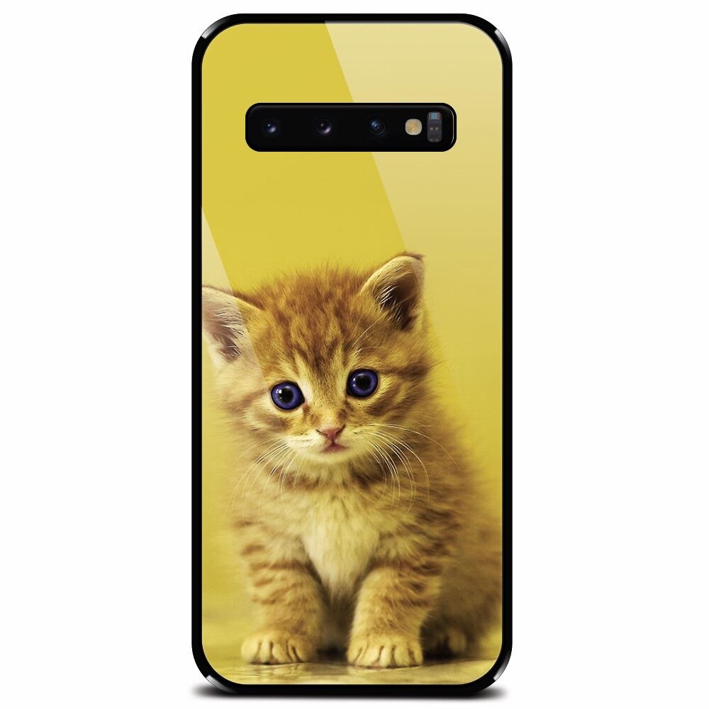 Husa din sticla securizata pentru Samsung Galaxy S10 Plus, Baby Kitten