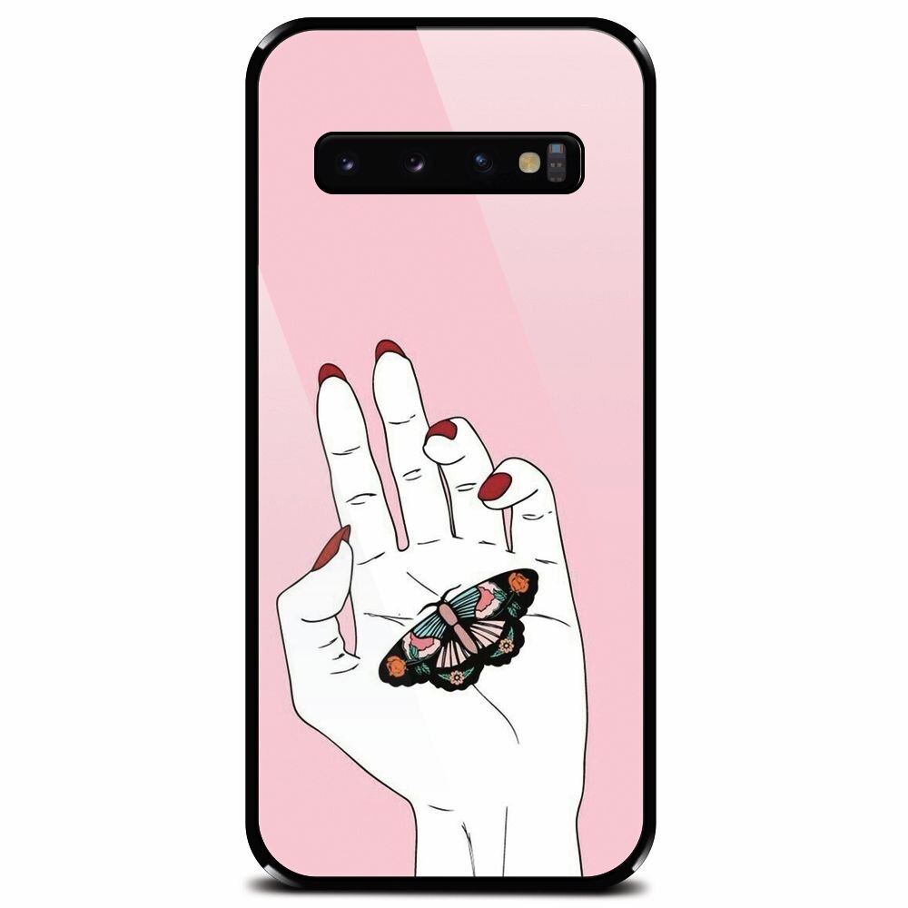 Husa din sticla securizata pentru Samsung Galaxy S10 Plus, Butterfly In Hand