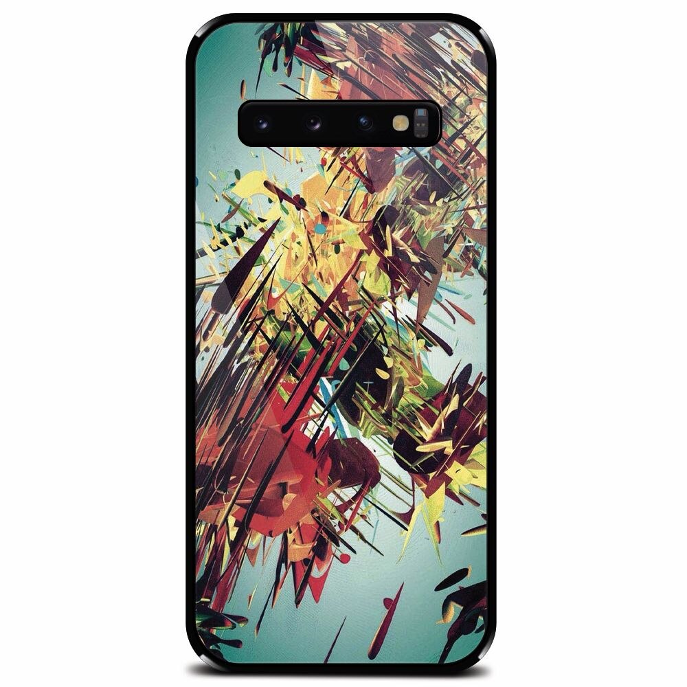 Husa din sticla securizata pentru Samsung Galaxy S10 Plus, Complex Abstract Colorful 3D Drawing