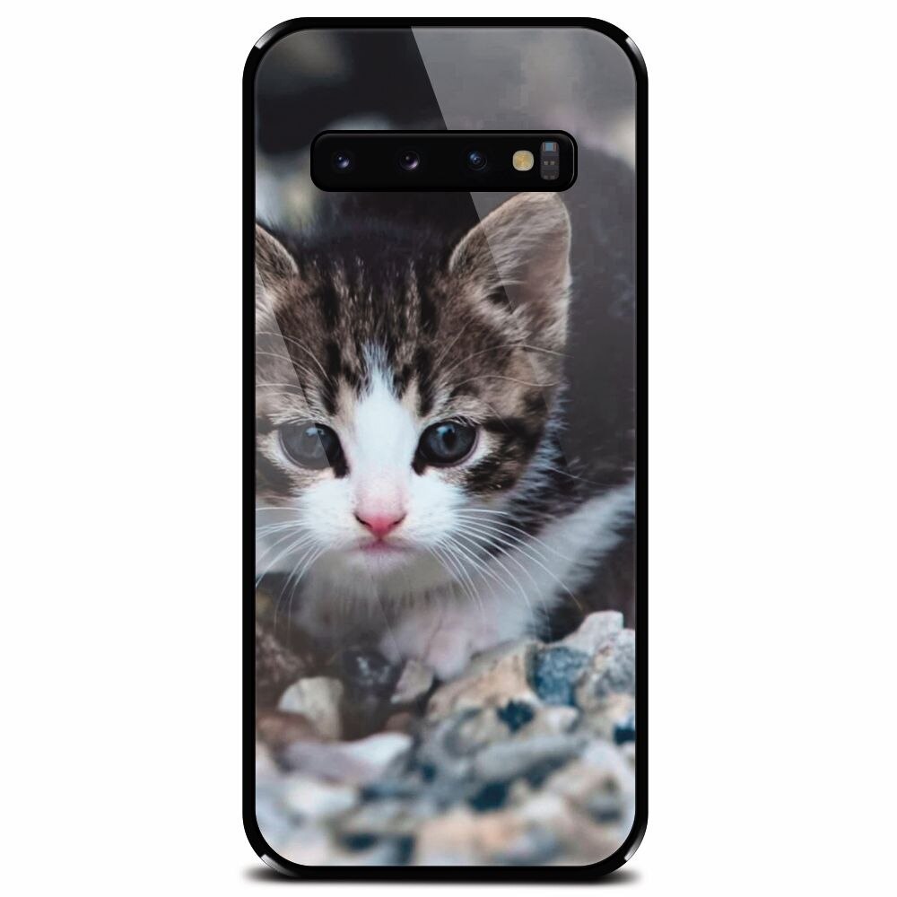 Husa din sticla securizata pentru Samsung Galaxy S10 Plus, Animal Cat