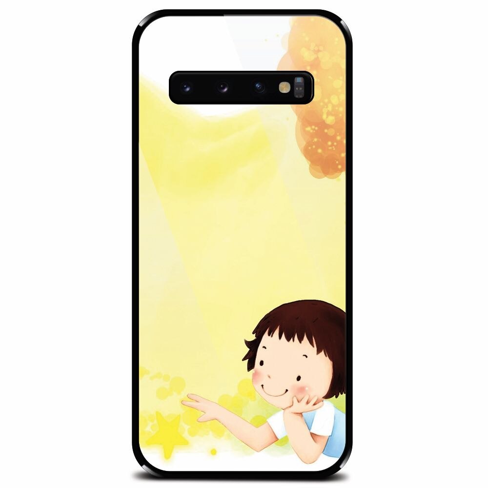 Husa din sticla securizata pentru Samsung Galaxy S10 Plus, Child Autumn Paint Hd