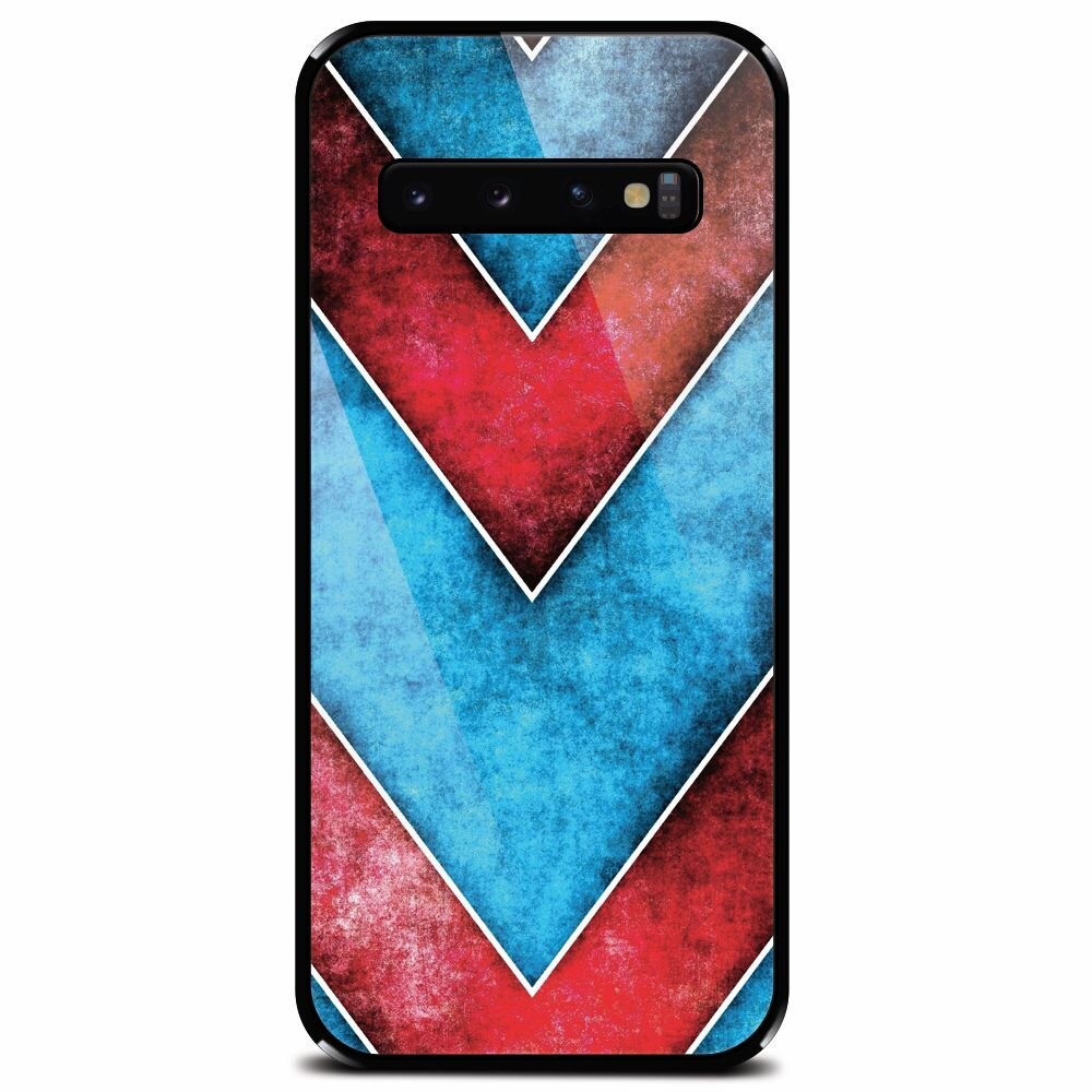 Husa din sticla securizata pentru Samsung Galaxy S10, Blue And Red Abstract