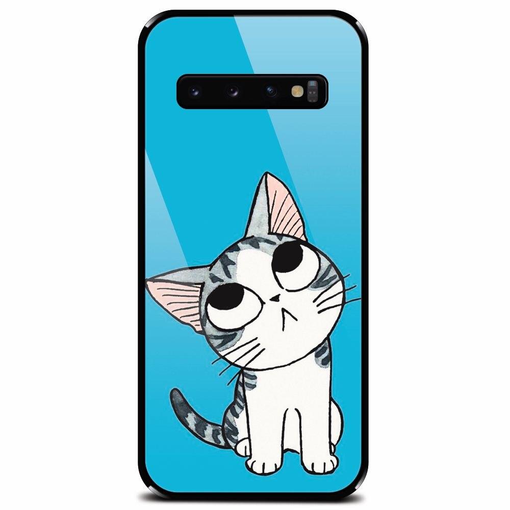 Husa din sticla securizata pentru Samsung Galaxy S10, Cat Lovely Cartoon