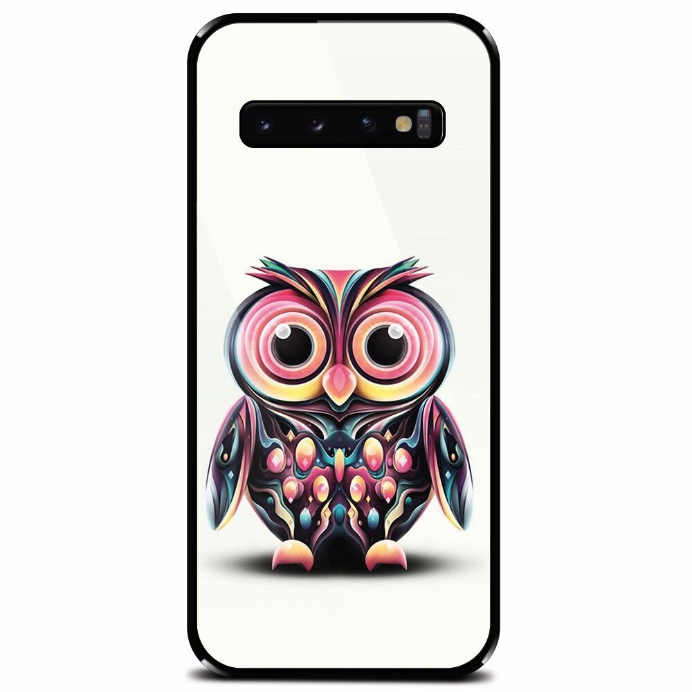 Husa din sticla securizata pentru Samsung Galaxy S10 Plus, Colorful Owl Illustration