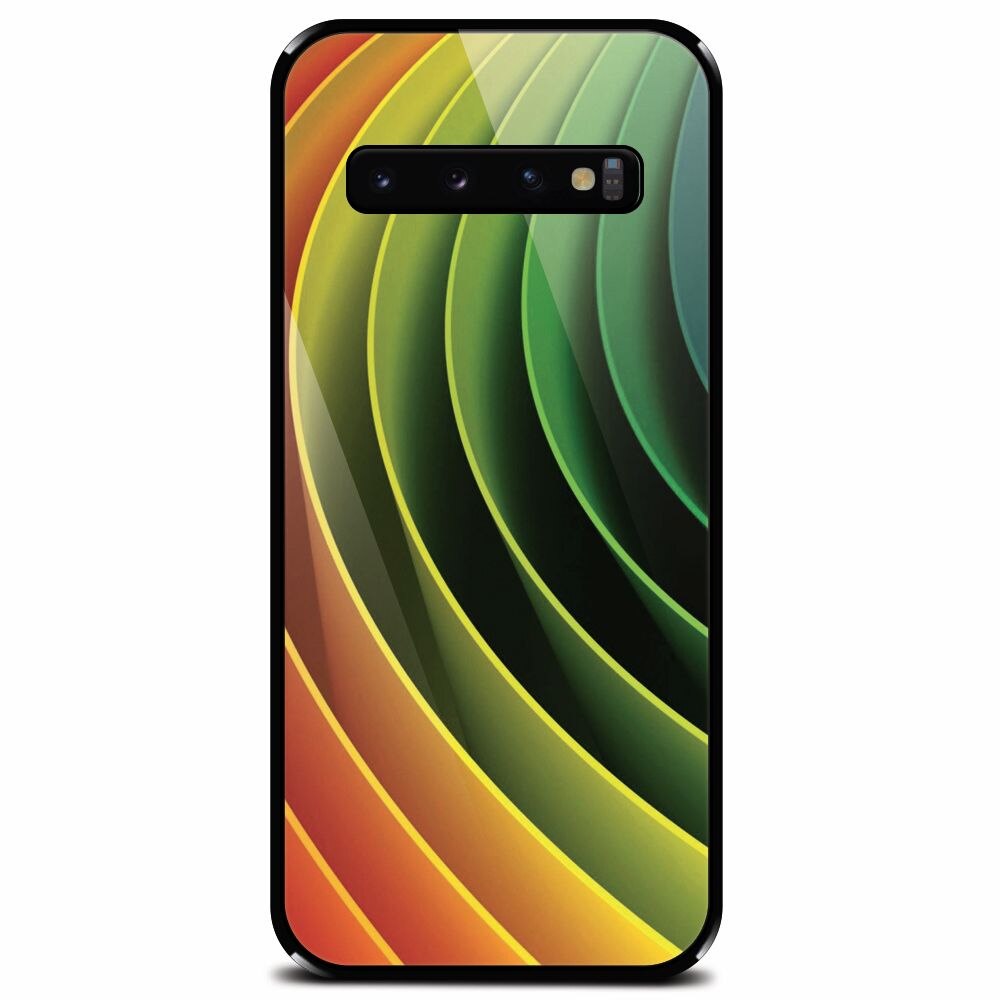 Husa din sticla securizata pentru Samsung Galaxy S10 Plus, 3D Multicolor Abstract Lines