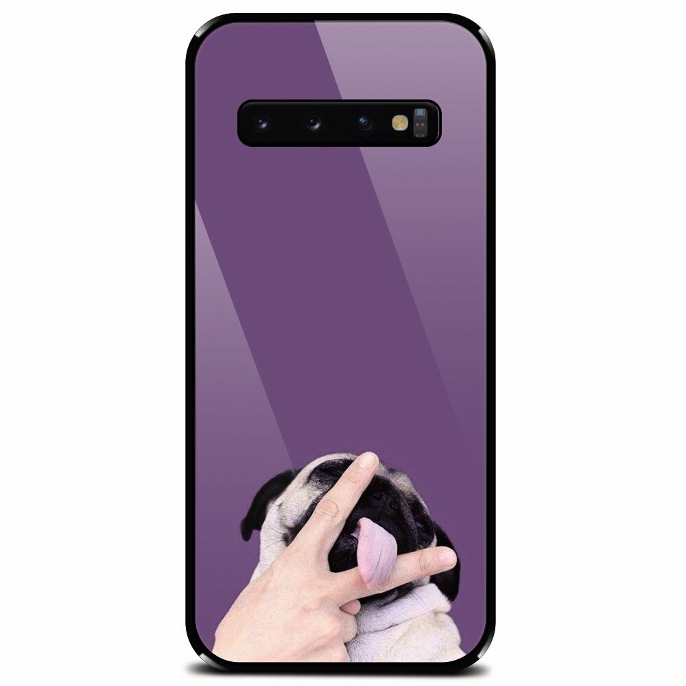 Husa din sticla securizata pentru Samsung Galaxy S10 Plus, Cute Dog 2