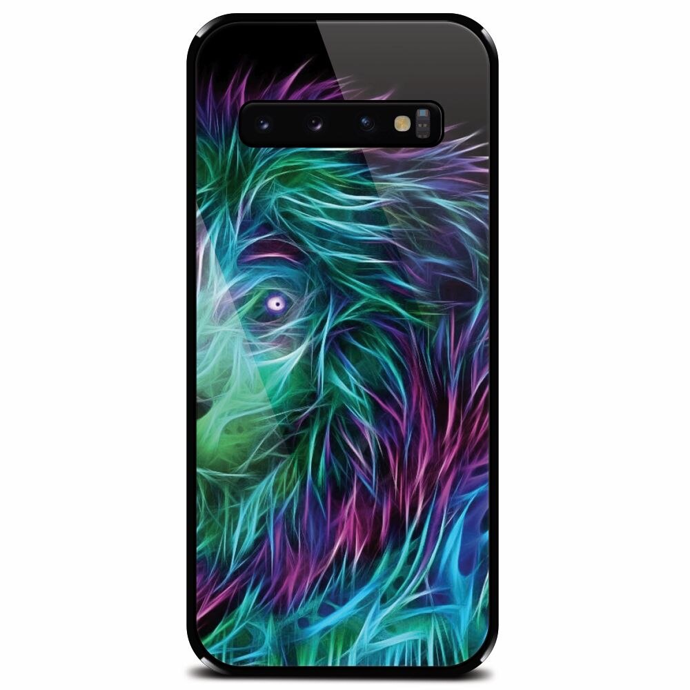 Husa din sticla securizata pentru Samsung Galaxy S10 Plus, Abstract Lion 002