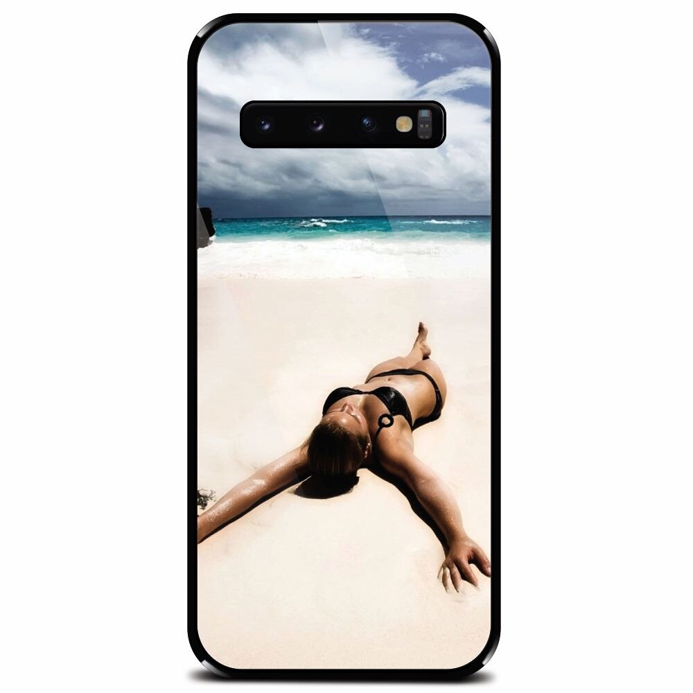 Husa din sticla securizata pentru Samsung Galaxy S10 Plus, Beach Lounging