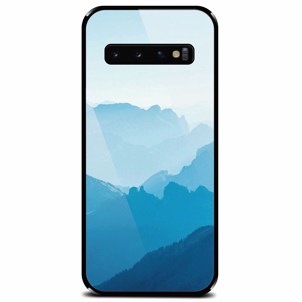 Husa din sticla securizata pentru Samsung Galaxy S10, Blue Mountain Crests