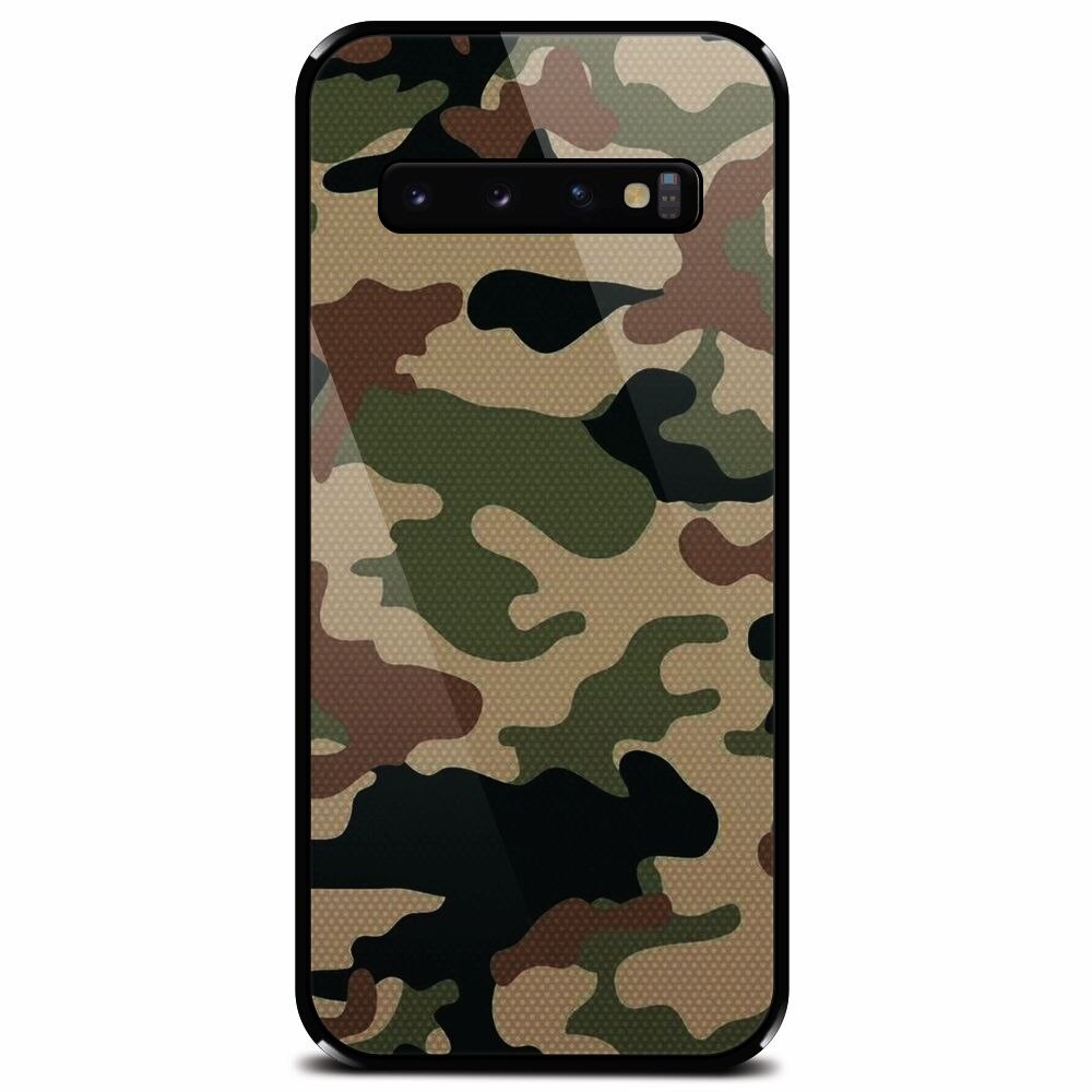 Husa din sticla securizata pentru Samsung Galaxy S10 Plus, Camuflaj