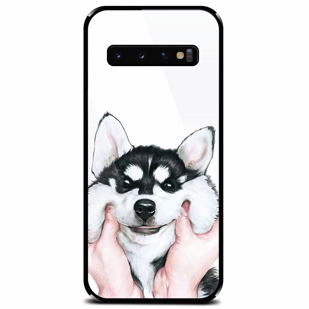 Husa din sticla securizata pentru Samsung Galaxy S10 Plus, Cute Dog 1