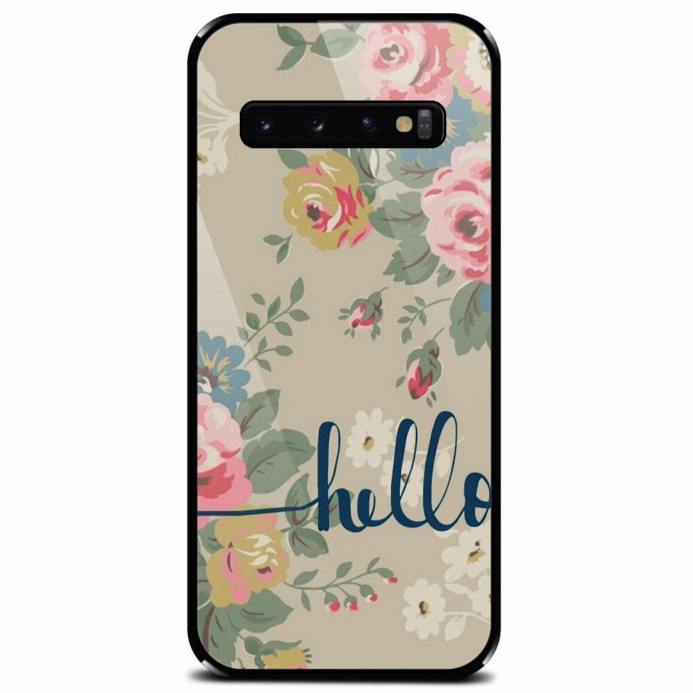 Husa din sticla securizata pentru Samsung Galaxy S10 Plus, Cute Flower Phone