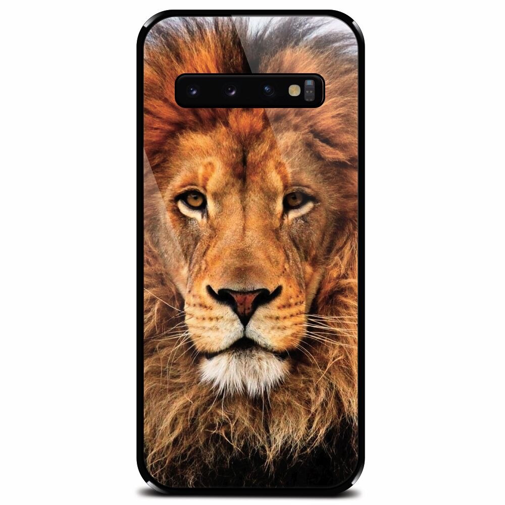 Husa din sticla securizata pentru Samsung Galaxy S10, Colorful Lion4
