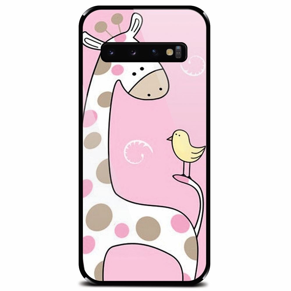 Husa din sticla securizata pentru Samsung Galaxy S10, Cute Giraffe