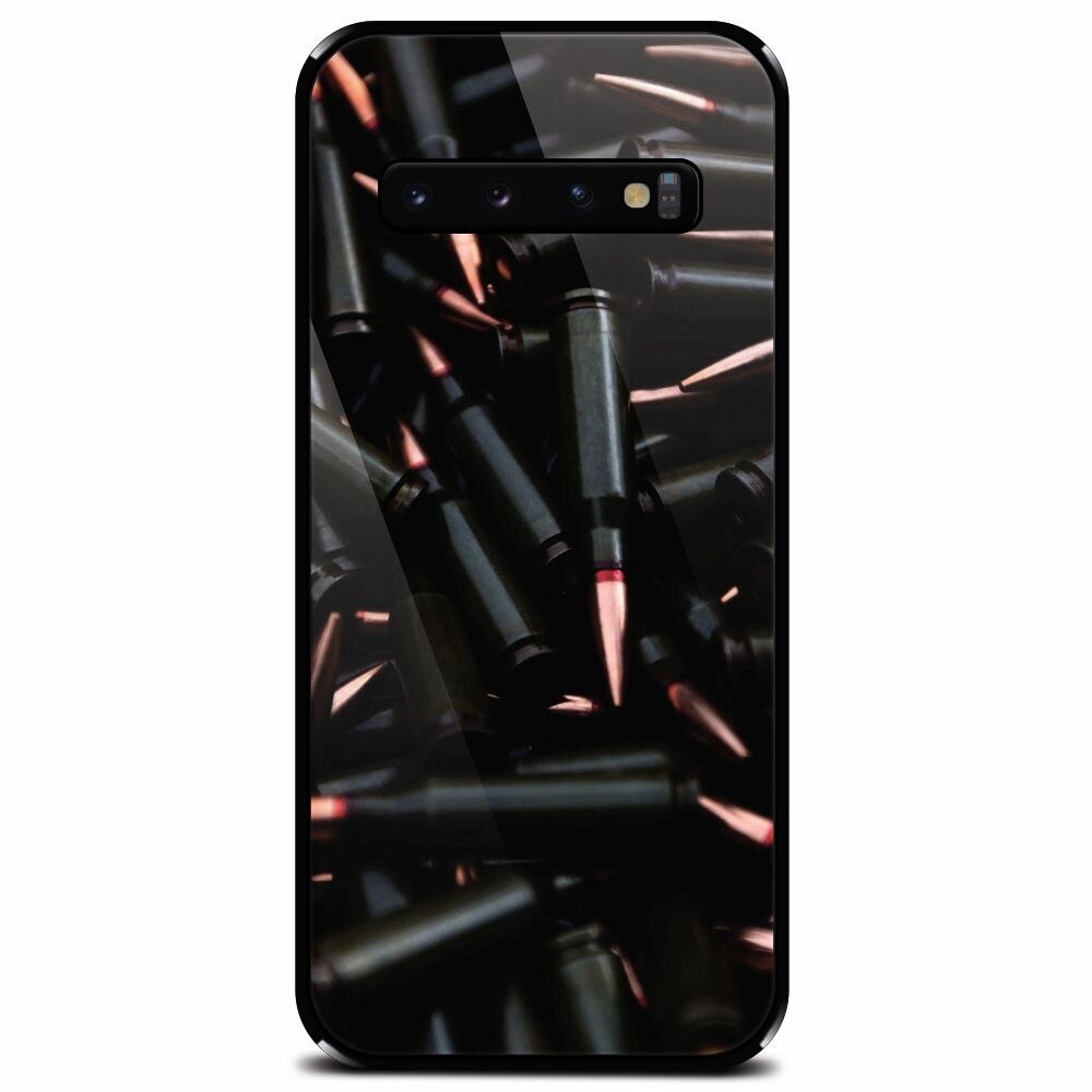 Husa din sticla securizata pentru Samsung Galaxy S10 Plus, Ammunition Bullets