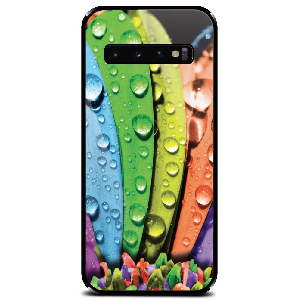 Husa din sticla securizata pentru Samsung Galaxy S10, Colorful Daisy Petals