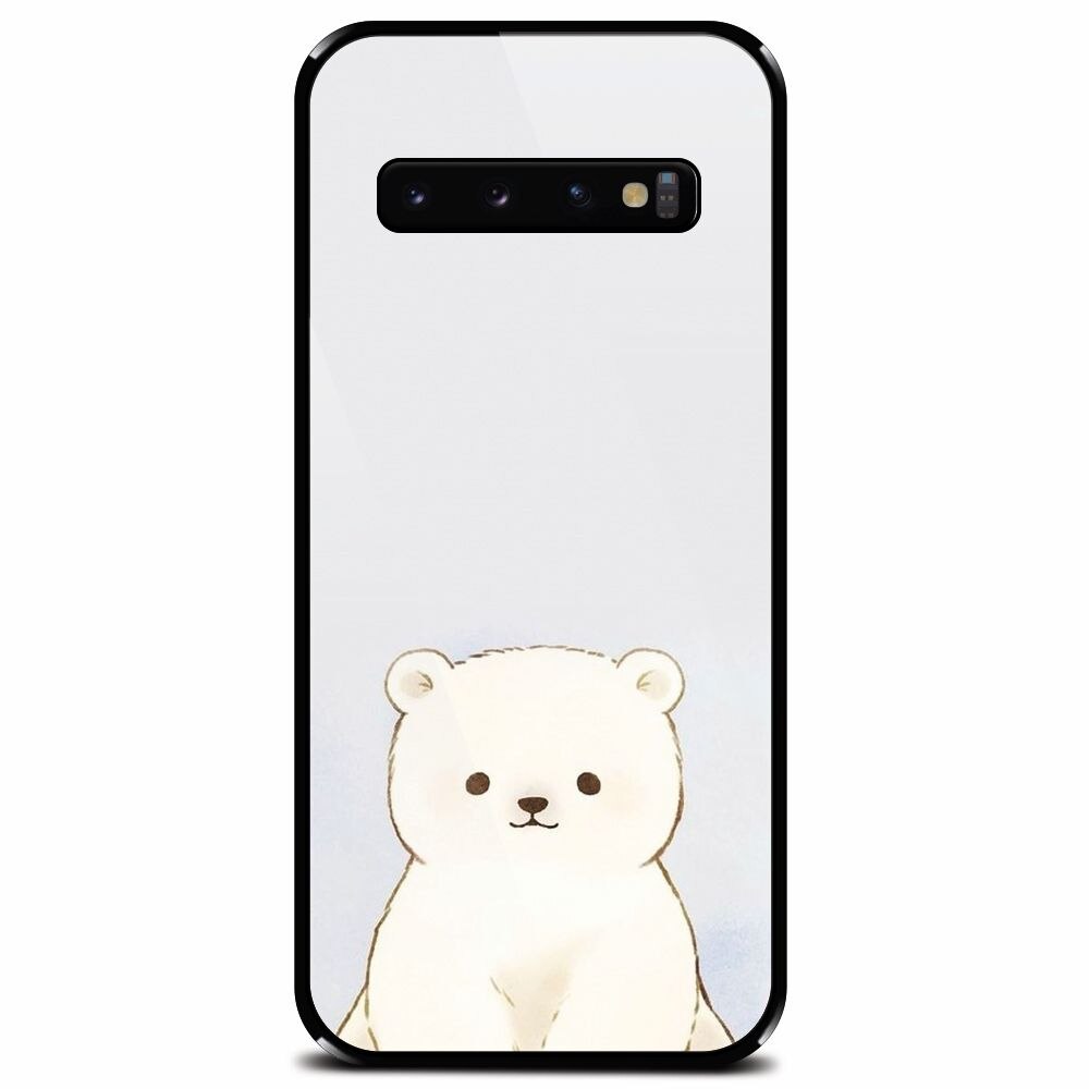 Husa din sticla securizata pentru Samsung Galaxy S10, Bear