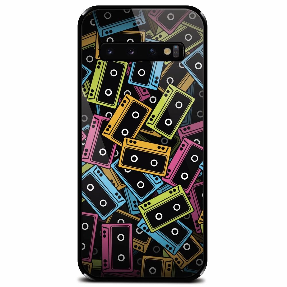 Husa din sticla securizata pentru Samsung Galaxy S10 Plus, Audio Cassette Color Vector