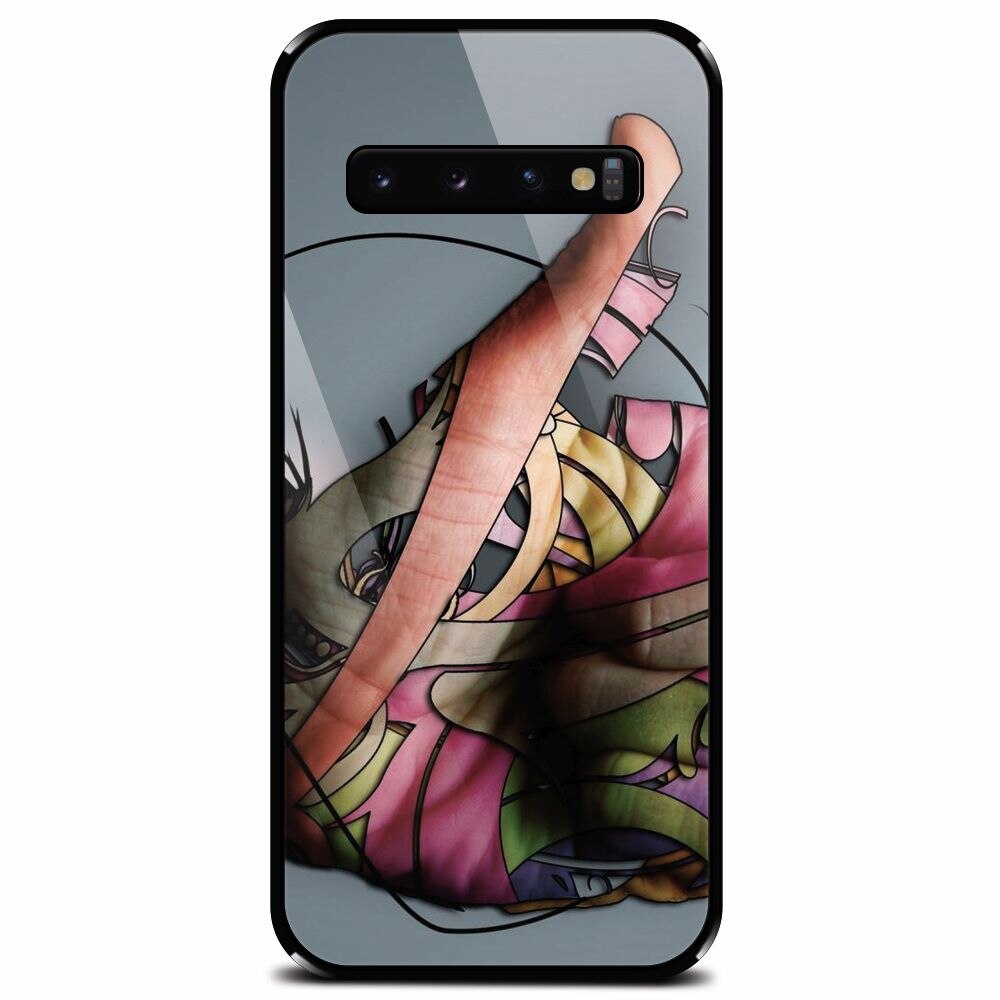 Husa din sticla securizata pentru Samsung Galaxy S10 Plus, Abstract Minimalistic Hands