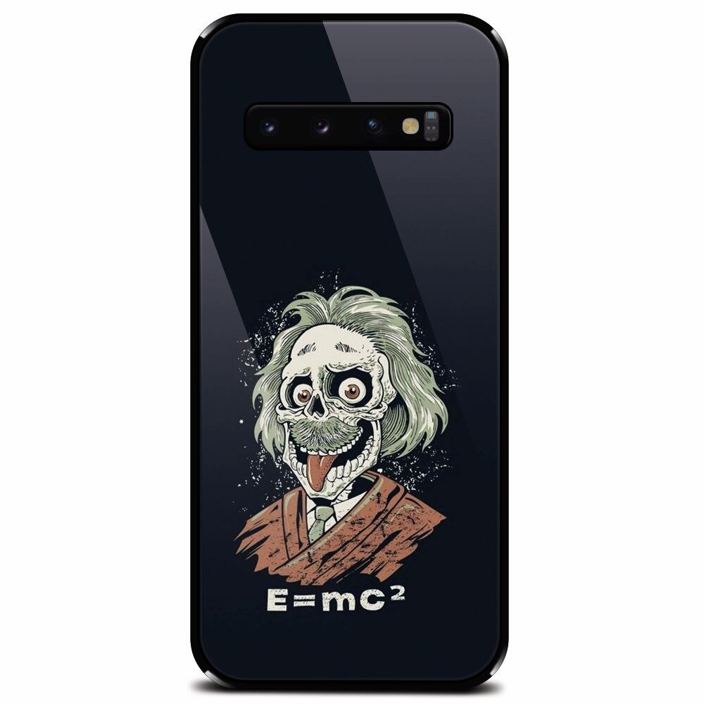 Husa din sticla securizata pentru Samsung Galaxy S10, Albert Einstein Caricature