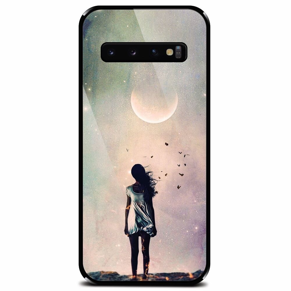 Husa din sticla securizata pentru Samsung Galaxy S10, Alone Woman Cgi Hd K